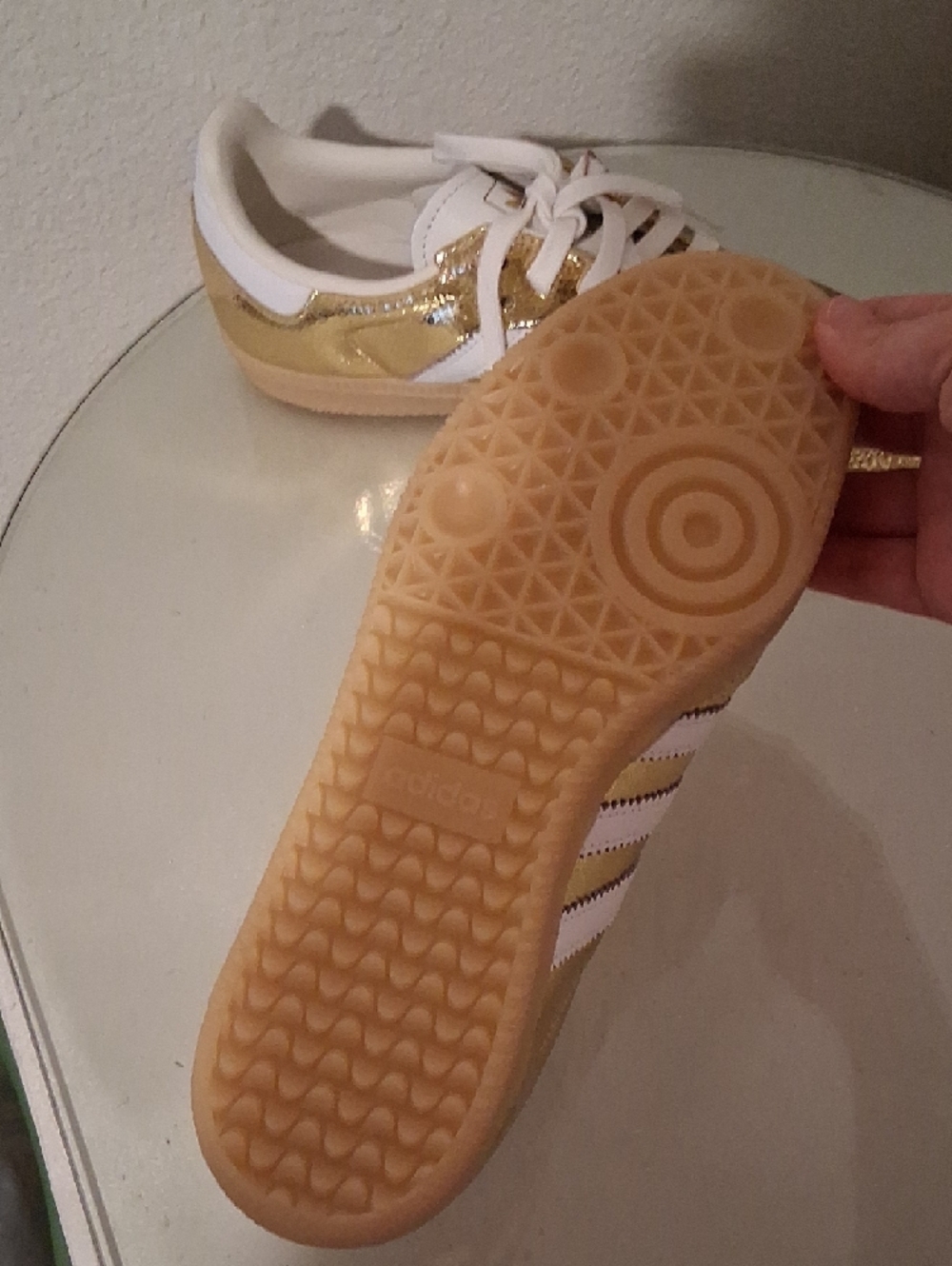 adidas Gold and White Samba Low-Top Sneakers - Picture 5 of 6
